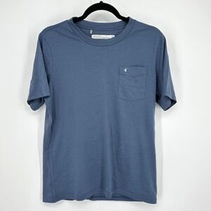 Criquet Men's Blue Pima Cotton Pocket Lightweight Heather Short Sleeve T-Shirt M